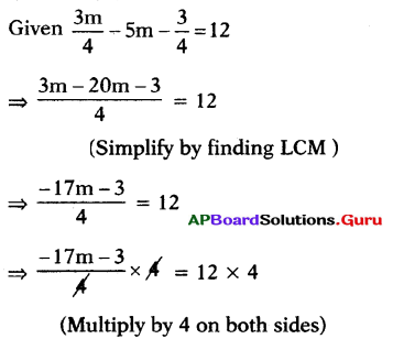 AP Board 7th Class Maths Solutions Chapter 3 Simple Equations Ex 3.3 10