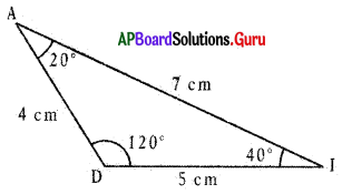 AP Board 7th Class Maths Solutions Chapter 5 Triangles Unit Exercise 4