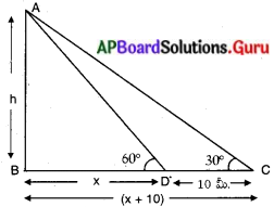 AP Board 10th Class Maths Solutions Chapter 12 త్రికోణమితి అనువర్తనాలు Exercise 12.2 1